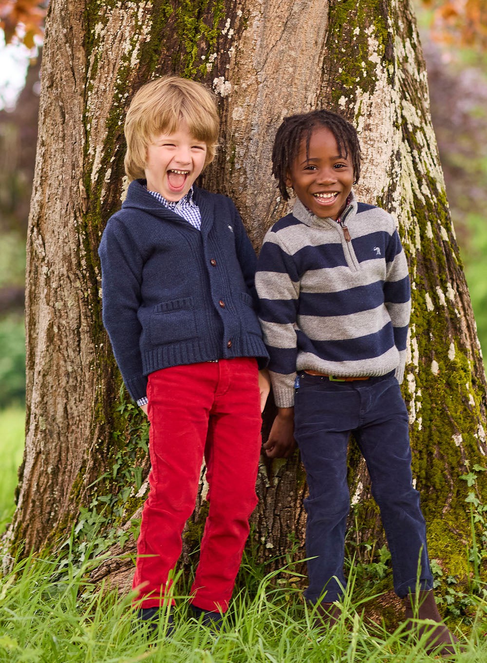 Myles Half Zip Jumper in Grey Navy Stripe Trotters London