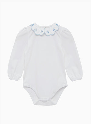 Confiture Body Baby Long Sleeved Petal Floral Body in White/Blue