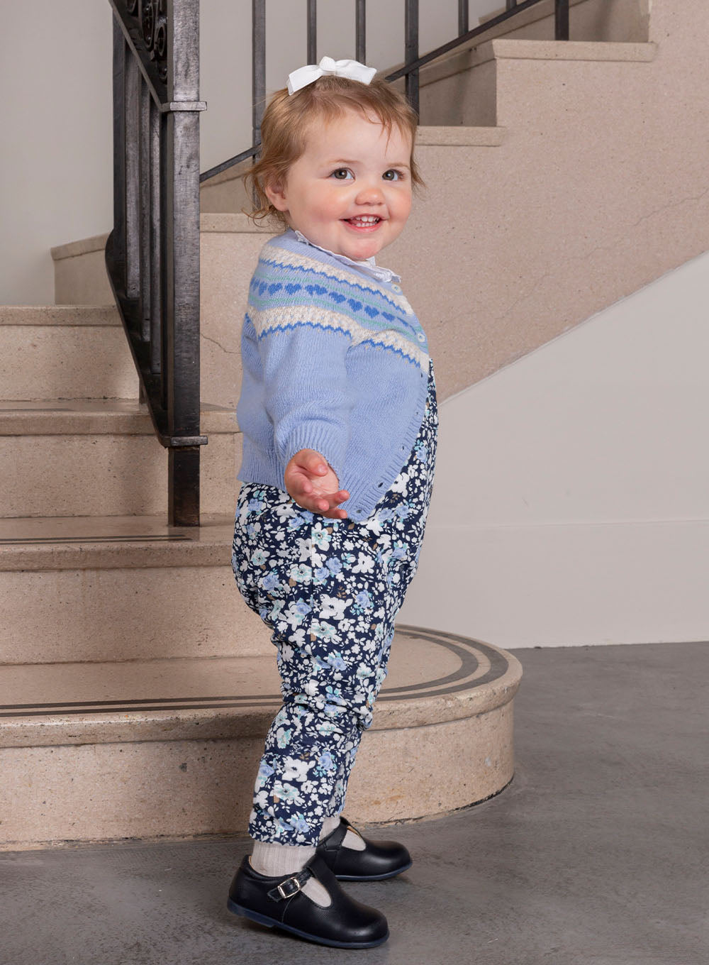 Confiture Cardigan Baby Natasha Fair Isle Cardigan in Pale Blue