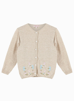 Confiture Cardigan Emily Embroidered Cardigan in Oatmeal