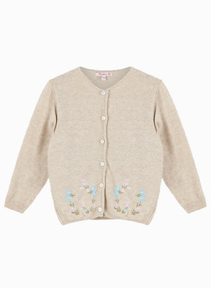 Confiture Cardigan Emily Embroidered Cardigan in Oatmeal