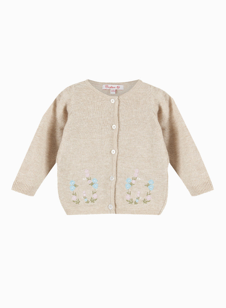 Confiture Cardigan Little Emily Embroidered Cardigan in Oatmeal
