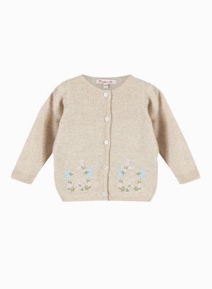 Confiture Cardigan Little Emily Embroidered Cardigan in Oatmeal