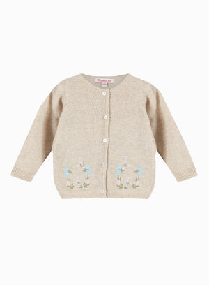Confiture Cardigan Little Emily Embroidered Cardigan in Oatmeal