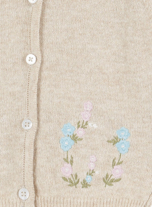 Confiture Cardigan Little Emily Embroidered Cardigan in Oatmeal