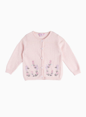 Confiture Cardigan Little Emily Embroidered Cardigan in Pale Pink
