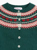 Confiture Cardigan Little Natasha Fair Isle Cardigan in Forest Green