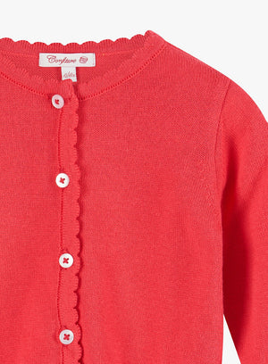 Confiture Cardigan Little Pretty Scalloped Edge Cardigan in Watermelon