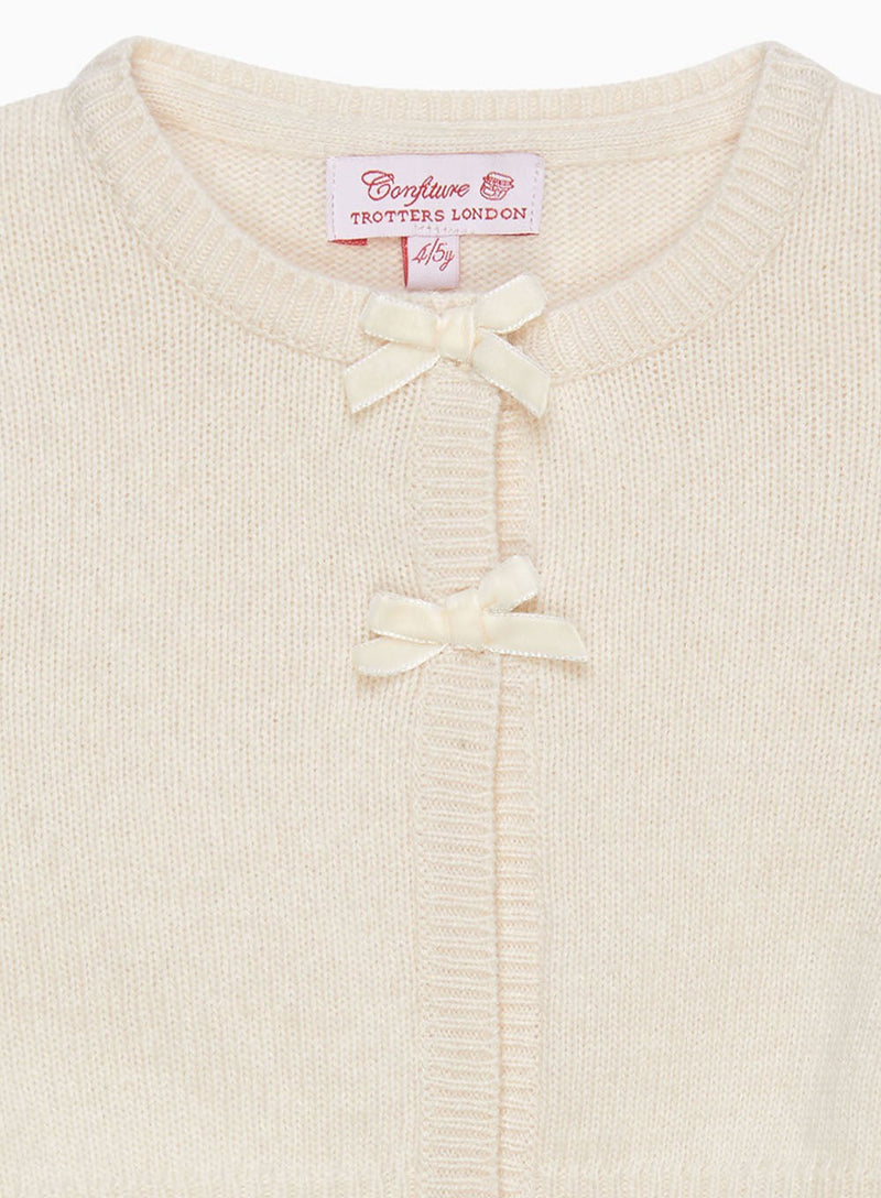 Confiture Cardigan Martha Velvet Bow Cropped Cardigan