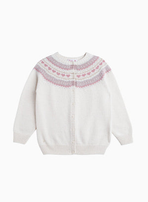 Confiture Cardigan Natasha Fair Isle Cardigan in Winter White