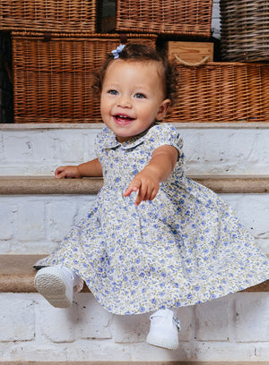 Confiture Dress Baby Catherine Smocked Dress in Blue Rose