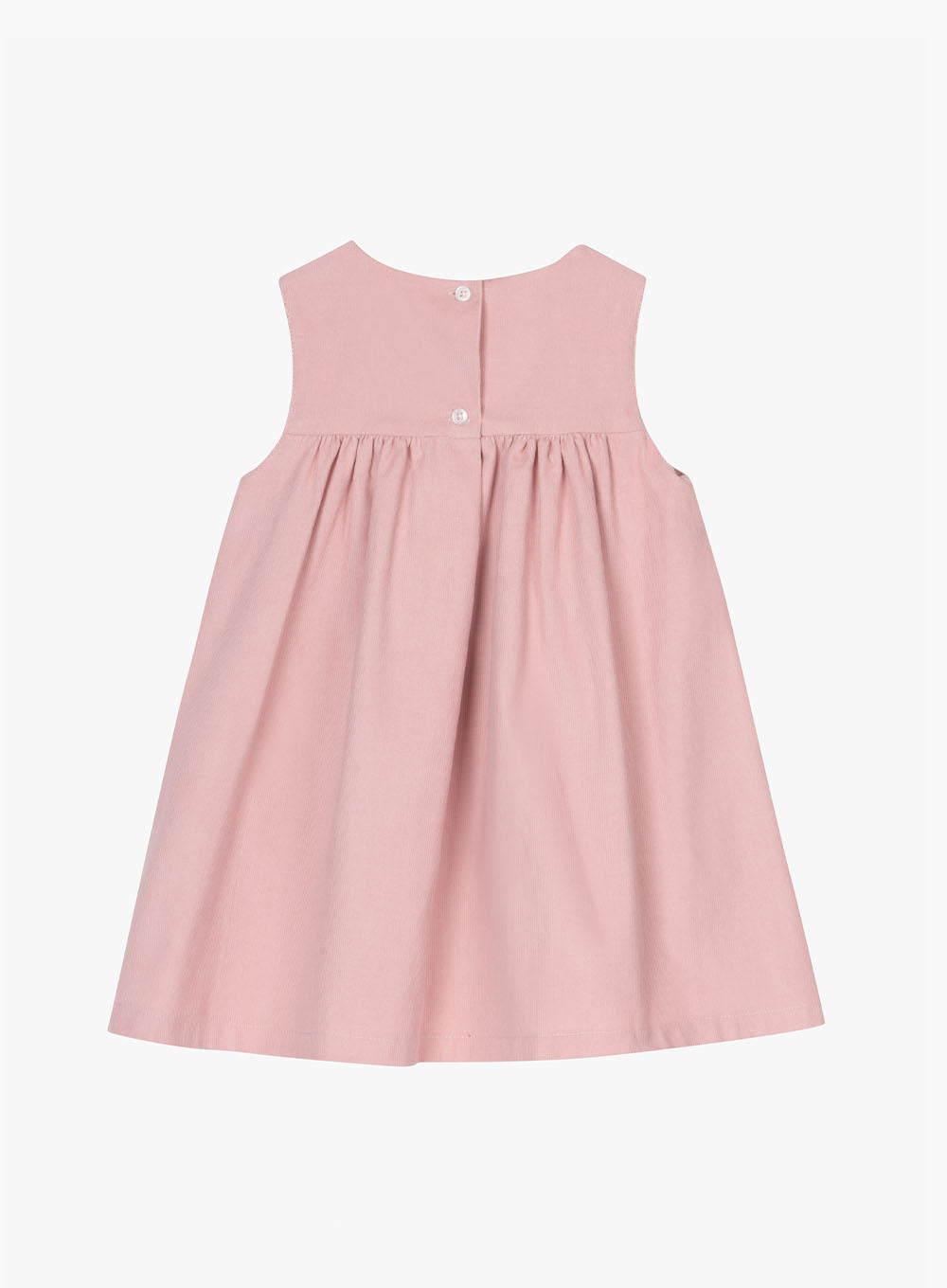 Baby Duck Smocked Pinafore in Pink Cord Trotters London