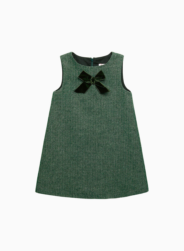 Confiture Dress Georgina Bow Dress in Green Herringbone