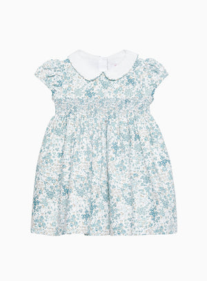 Confiture Dress Little Arabella Bloom Smocked Dress in Sea Blue Floral