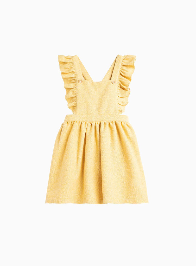 Girls Millie Herringbone Dress Mustard | Trotters