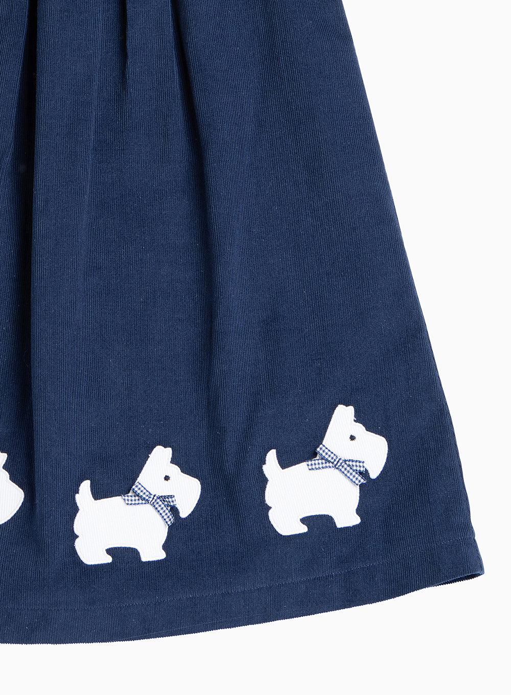 Girls Scottie Cord Pinafore in Navy Cord | Trotters Childrenswear