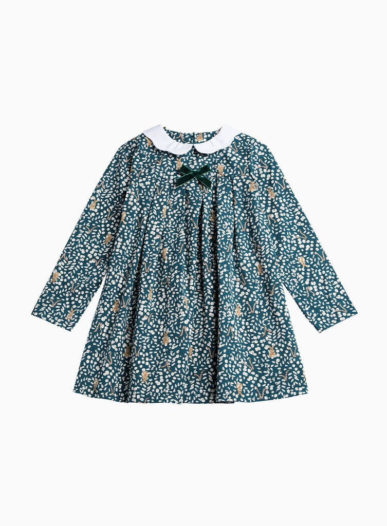 Confiture Girls' Woodland Bunny Floaty Dress in Soft Green | Trotters
