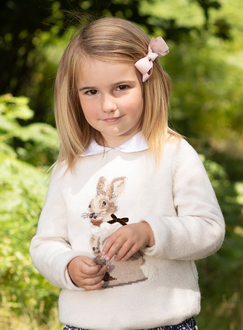 Confiture Girls Bunny Jumper in Winter White | Trotters London