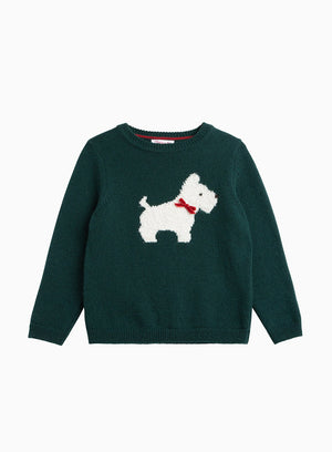 Confiture Jumper Scottie Dog Boucle Jumper in Forest Green