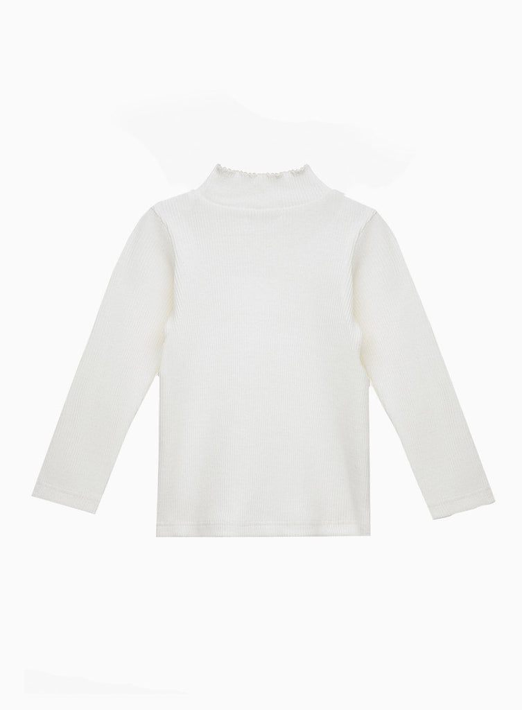 Girls Grace Bow Jersey Top in White | Trotters Childrenswear
