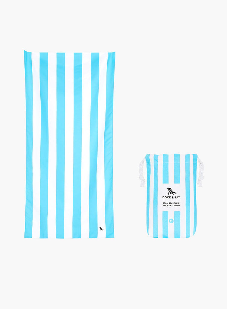 Dock&Bay Towel Dock & Bay Microfibre Beach Towel in Light Blue Stripe