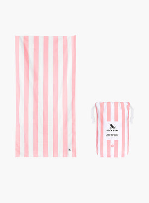 Dock&Bay Towel Dock & Bay Microfibre Beach Towel in Light Pink Stripe