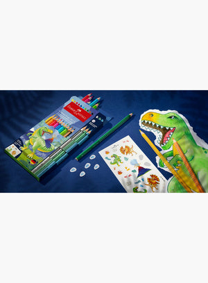 Faber Castell Toy Dinosaur Colour Grip Pencils x13