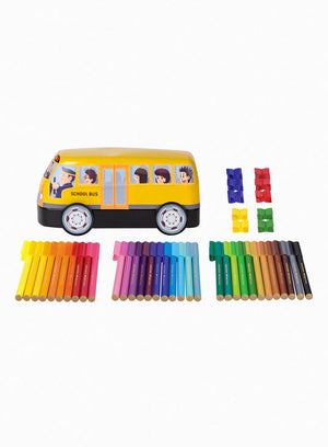 Faber Castell Toy School Bus Pens Tin