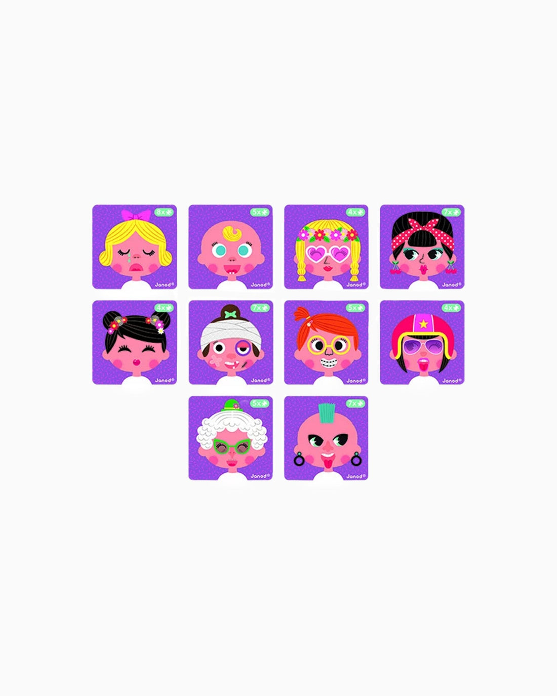 Janod Toy Magneti' Book Girl's Crazy Faces