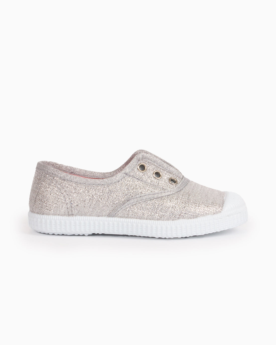 Hampton Canvas Canvas Shoes Hampton Canvas Plum Print Plimsolls in Silver
