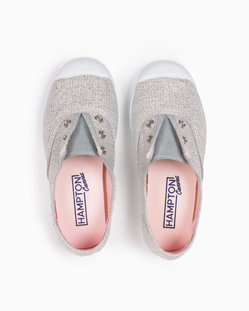 Hampton Canvas Canvas Shoes Hampton Canvas Plum Print Plimsolls in Silver