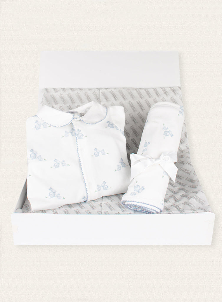 Lapinou Gift Set Little Blue All-in-One and Bunny Blanket Set