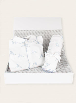 Lapinou Gift Set Little Blue All-in-One and Bunny Blanket Set