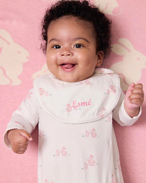 Lapinou Bib Baby Bib in Pale Pink Bunny