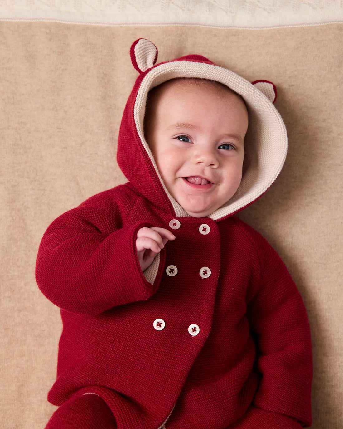 Lapinou Coat Baby Teddy Coat in Crimson