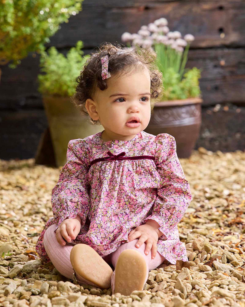 Lily Rose Dress Baby Floral Ruffle Dress in Chive