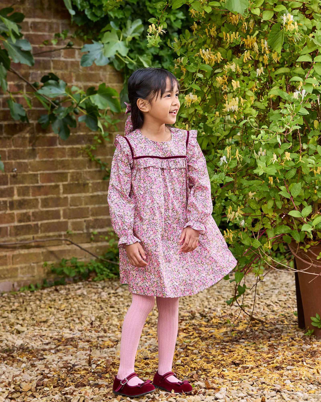 Lily Rose Dress Floral Ruffle Dress in Chive