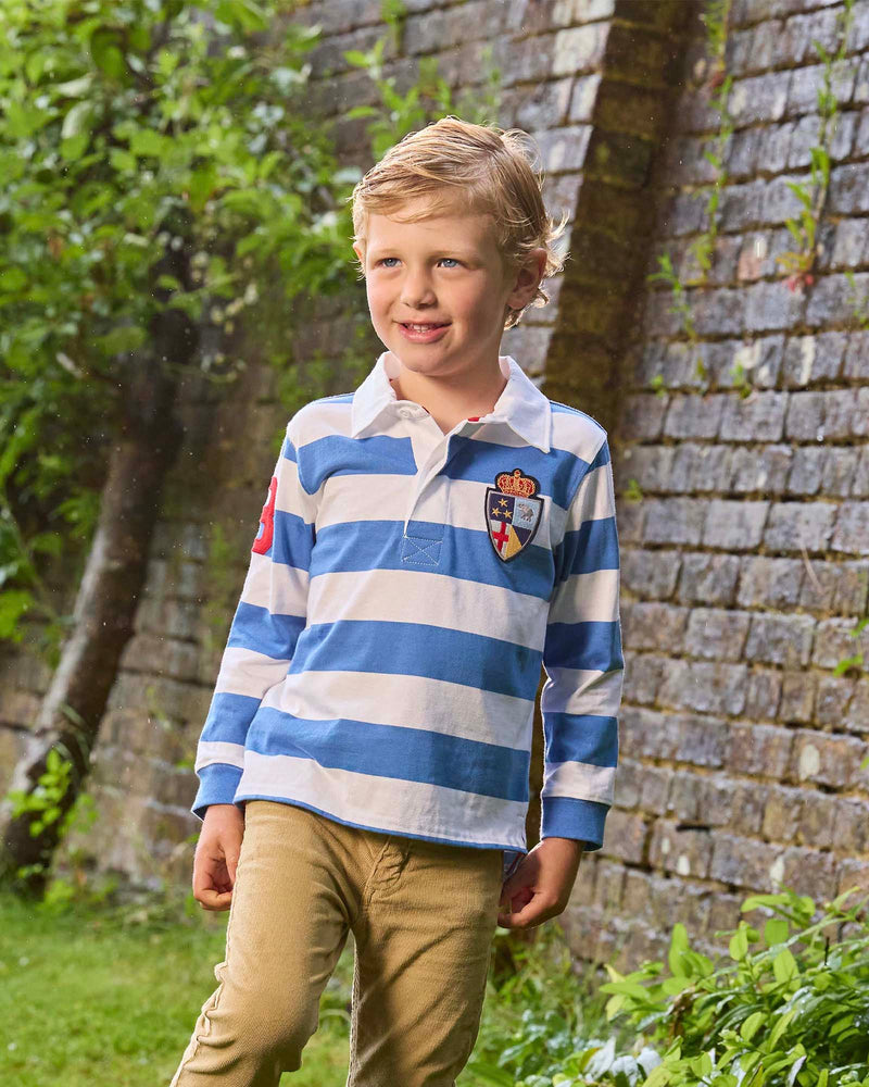 Chelsea Clothing Company Top Nicholas Rugby Shirt in Denim Blue/White
