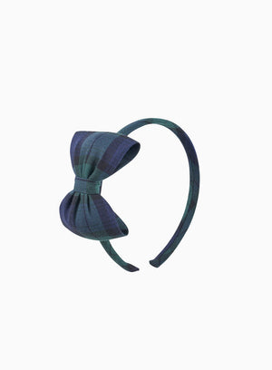 Lily Rose Alice Bands Big Bow Alice Band in Navy Tartan