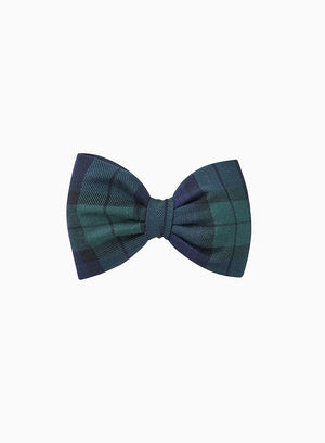 Lily Rose Clip Bow Hair Clip in Navy Tartan