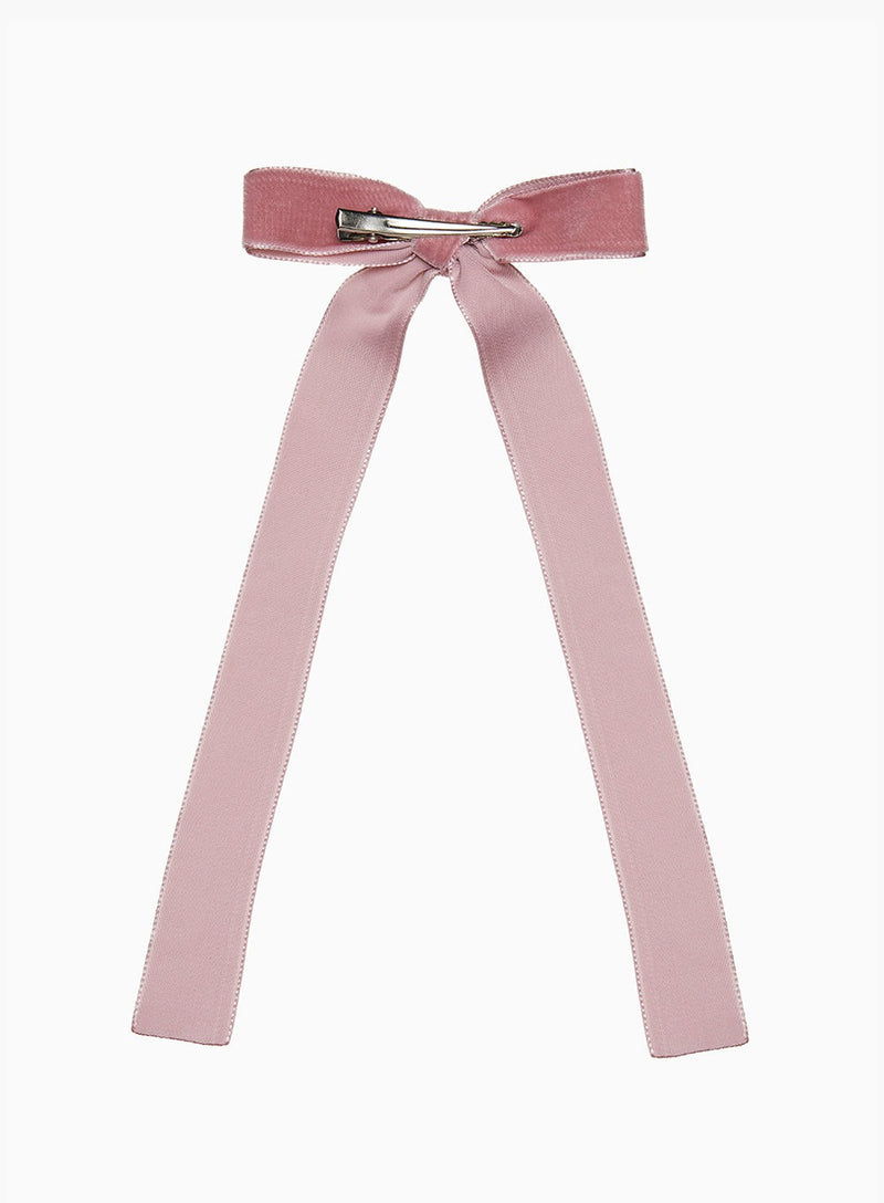 Lily Rose Clip Large Velvet Bow Hair Clip in Blush