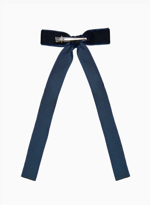 Lily Rose Clip Large Velvet Bow Hair Clip in Navy