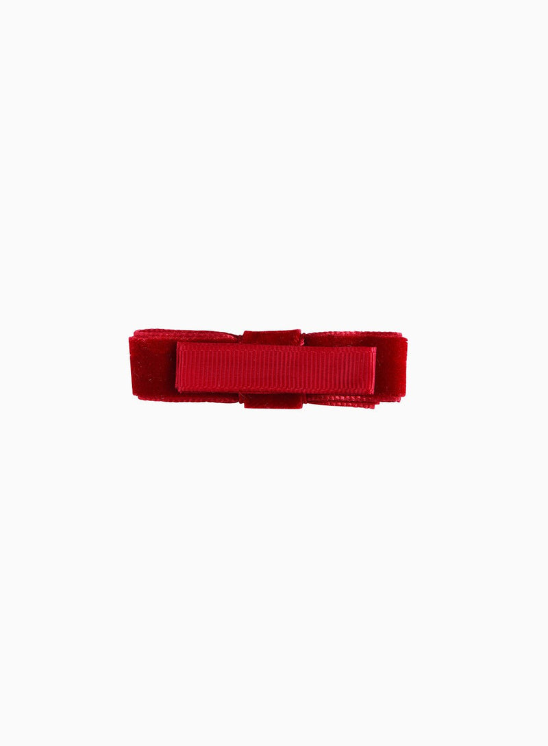 Lily Rose Clip Small Velvet Bow Hair Clip in Red