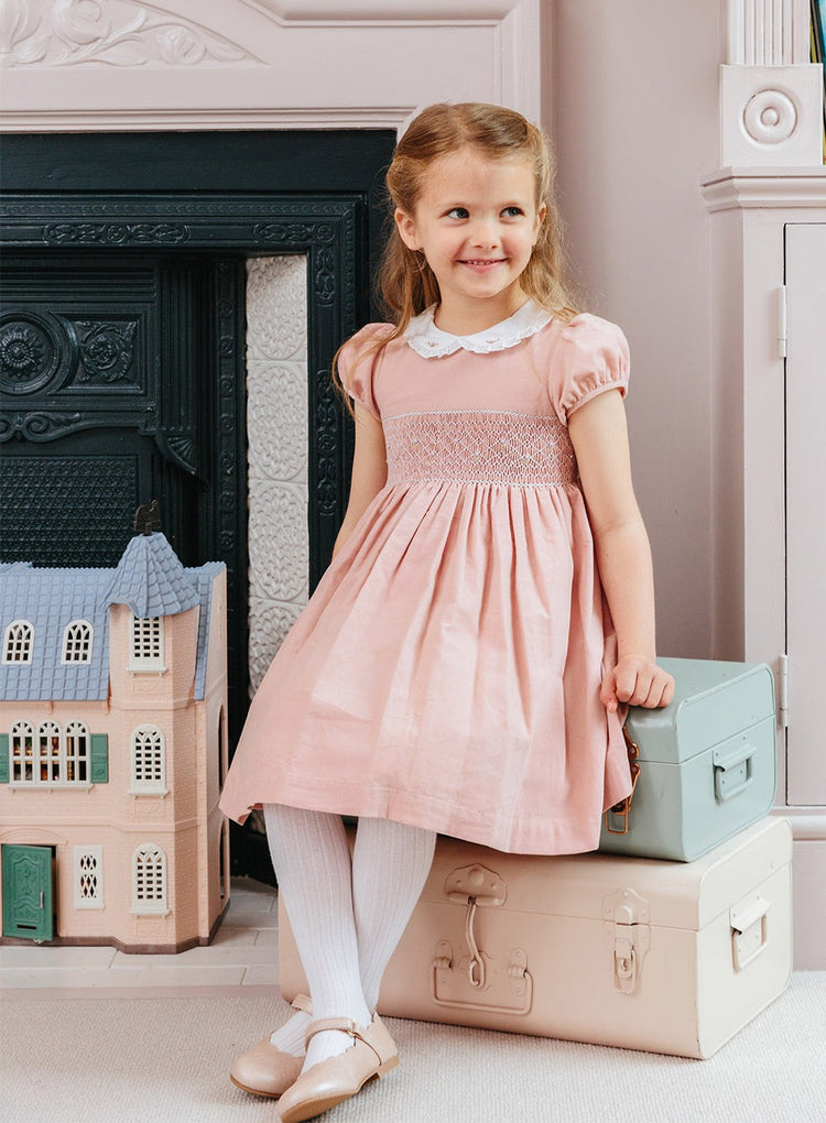 Lily Rose Dress Orla Smocked Dress in Pale Pink Cord
