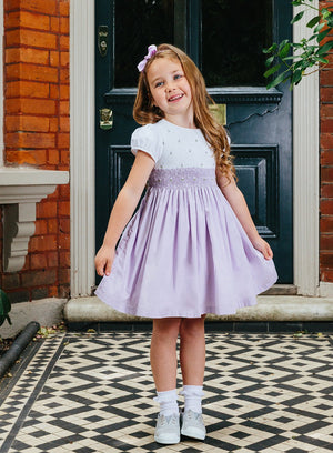 Lily Rose Dress Rose Hand Smocked Dress in Lilac