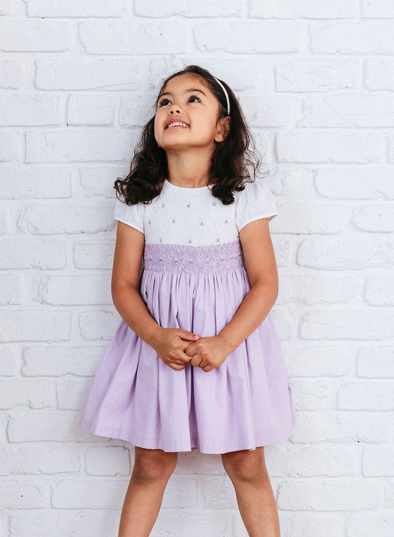 Lily Rose Dress Rose Hand Smocked Dress in Lilac