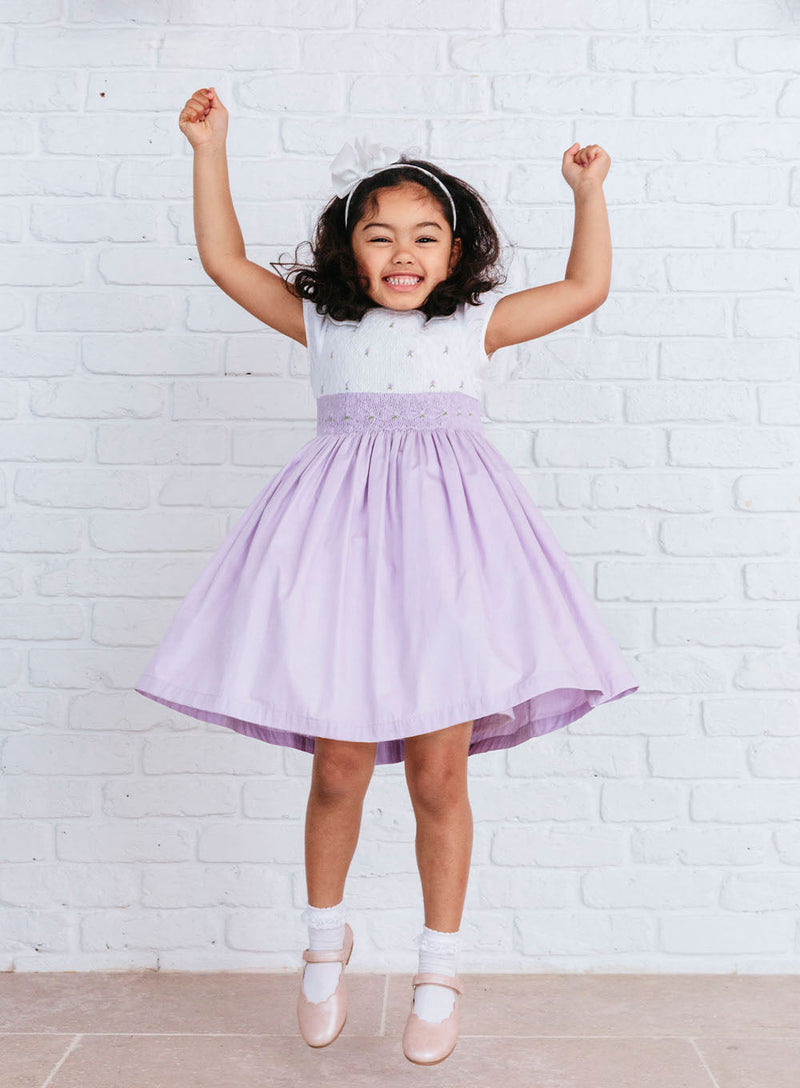 Lily Rose Dress Rose Hand Smocked Dress in Lilac