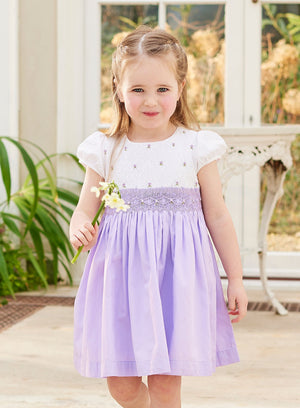 Lily Rose Dress Rose Hand Smocked Dress in Lilac