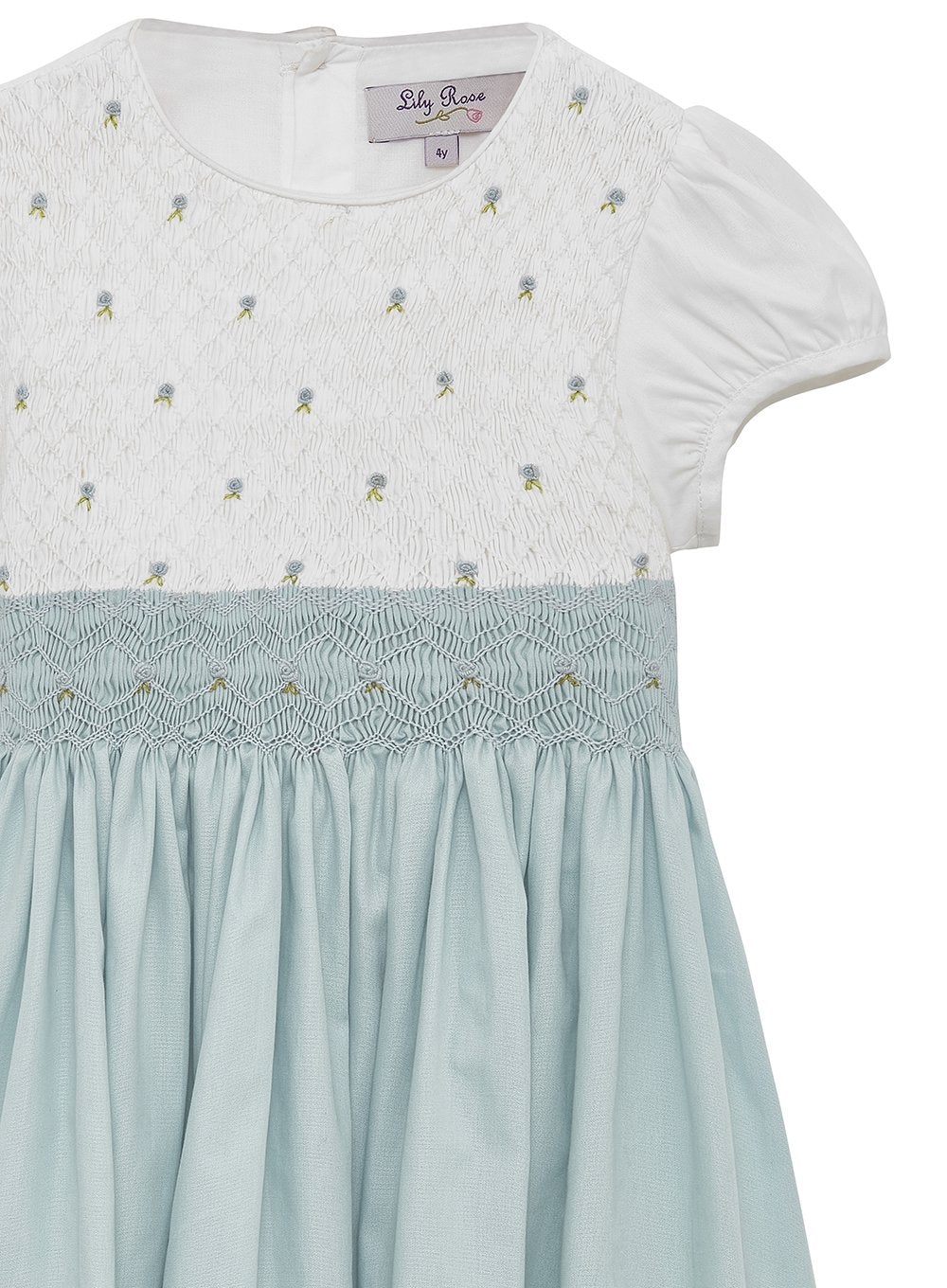 Lily Rose Dress Rose Hand Smocked Dress in Sea Blue