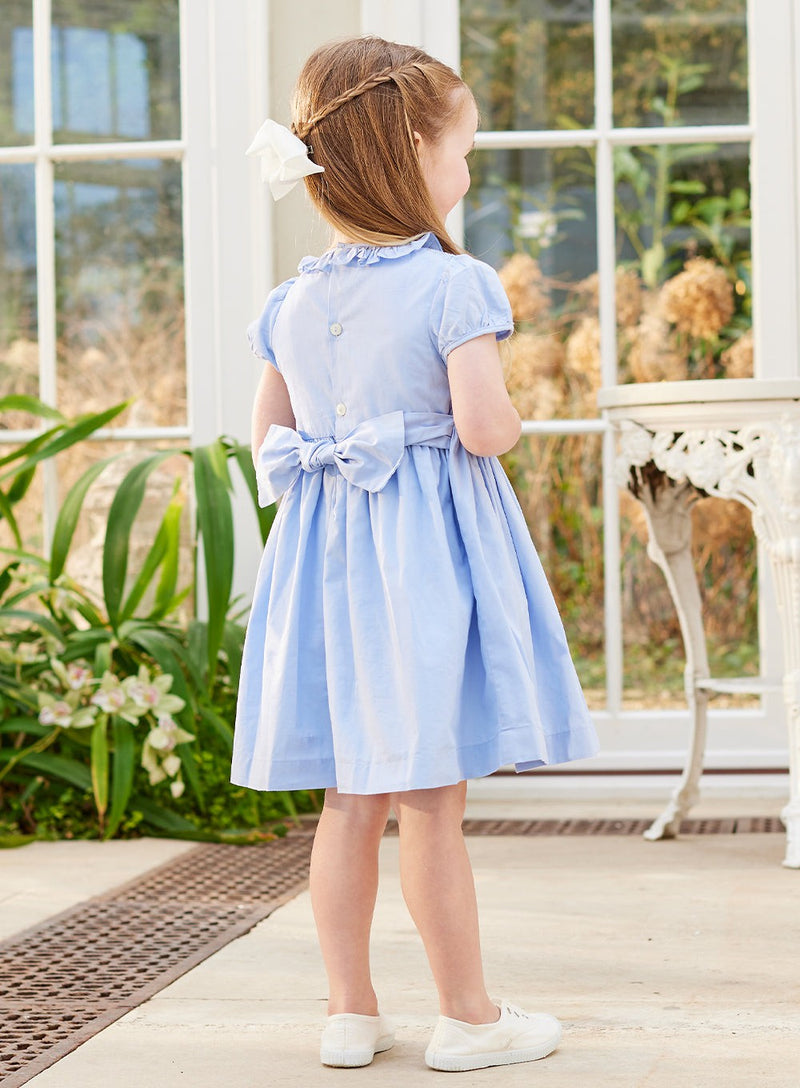 Lily Rose Dress Willow Rose Hand Smocked Dress in Cornflower Blue